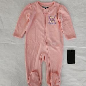 ✨️💕NWT Hurley baby footie sleeper pink butterfly 🦋 6 months